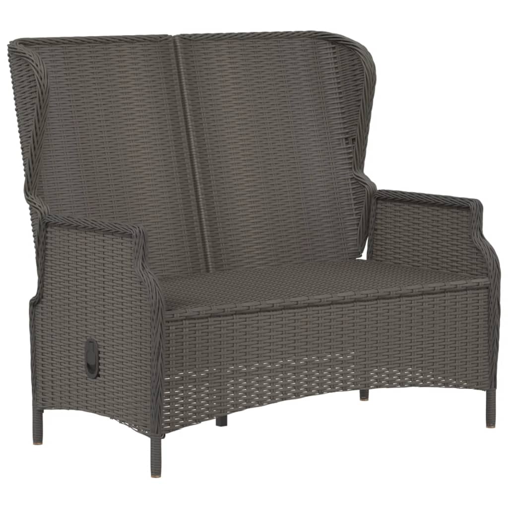 Panca da Giardino a 2 Posti con Cuscini in Polyrattan Nero - homemem39