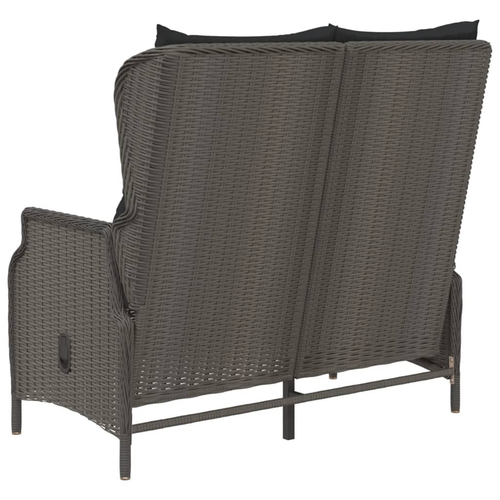 Panca da Giardino a 2 Posti con Cuscini in Polyrattan Nero - homemem39