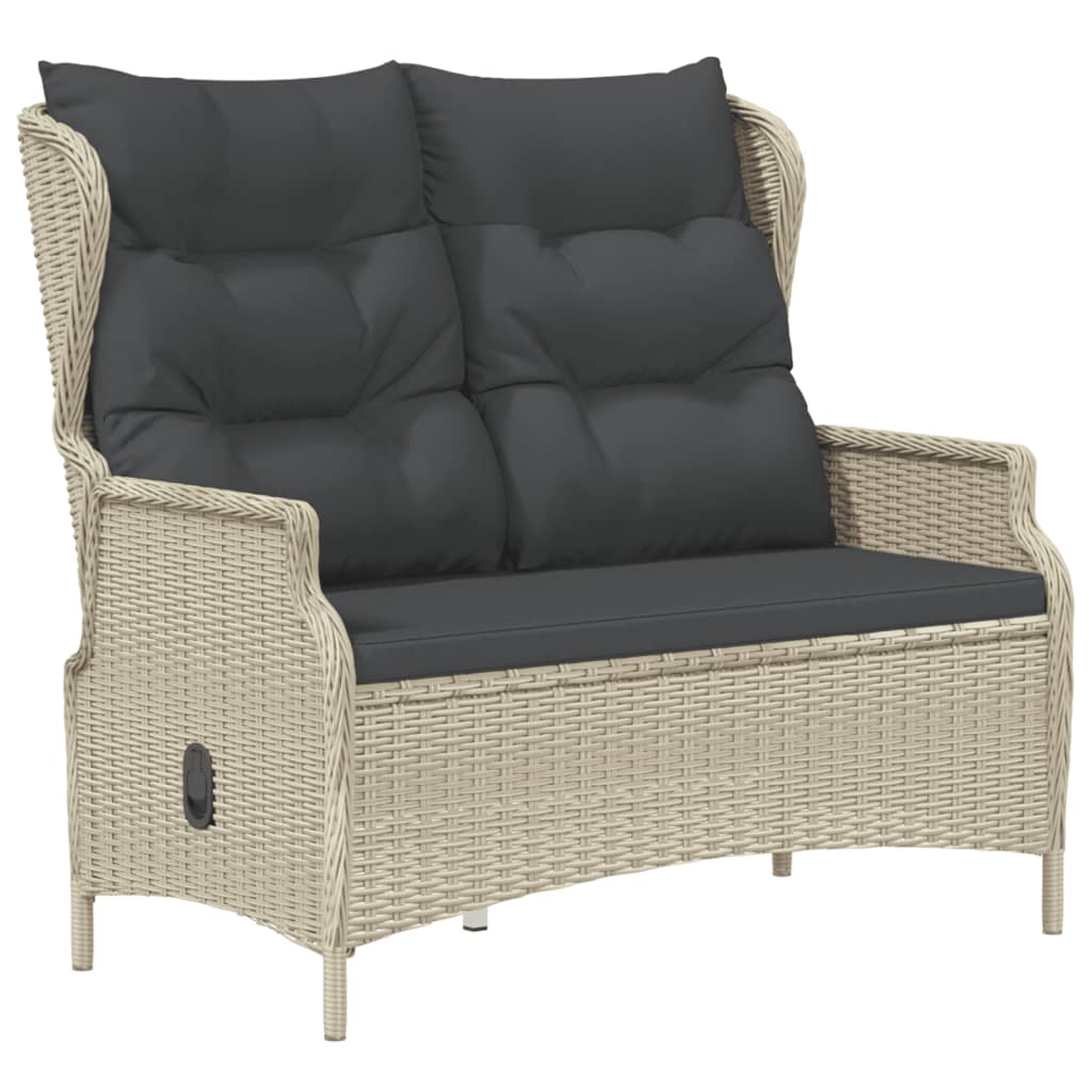 Panca da Giardino 2 Posti con Cuscini Polyrattan Grigio Chiaro - homemem39