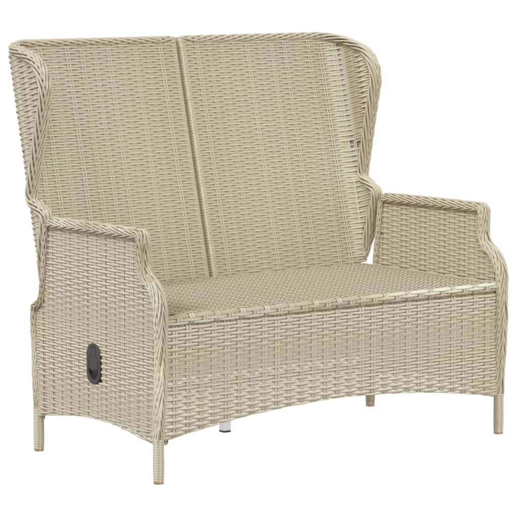 Panca da Giardino 2 Posti con Cuscini Polyrattan Grigio Chiaro - homemem39