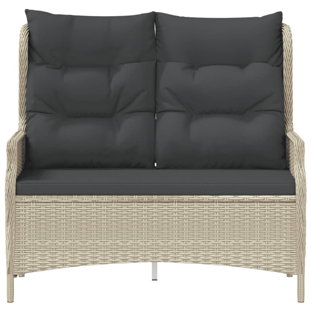 Panca da Giardino 2 Posti con Cuscini Polyrattan Grigio Chiaro - homemem39