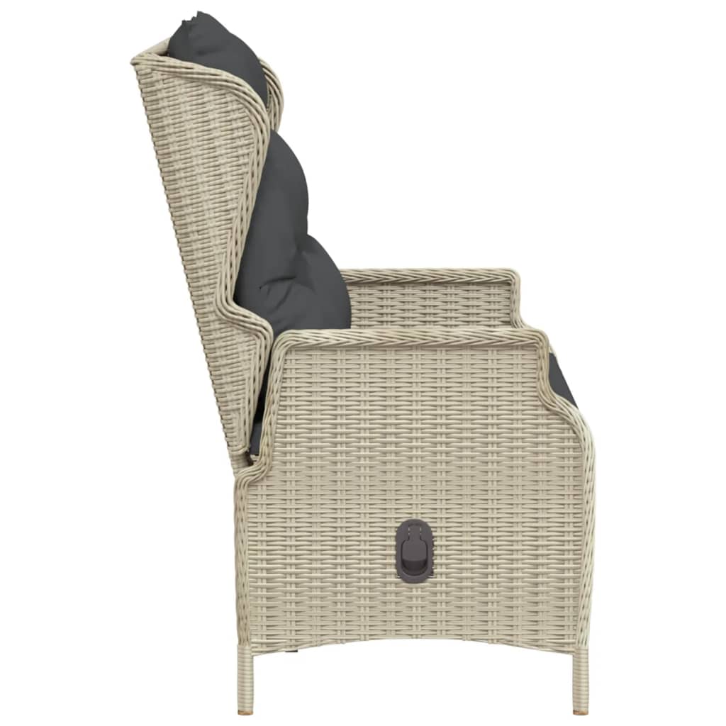 Panca da Giardino 2 Posti con Cuscini Polyrattan Grigio Chiaro - homemem39