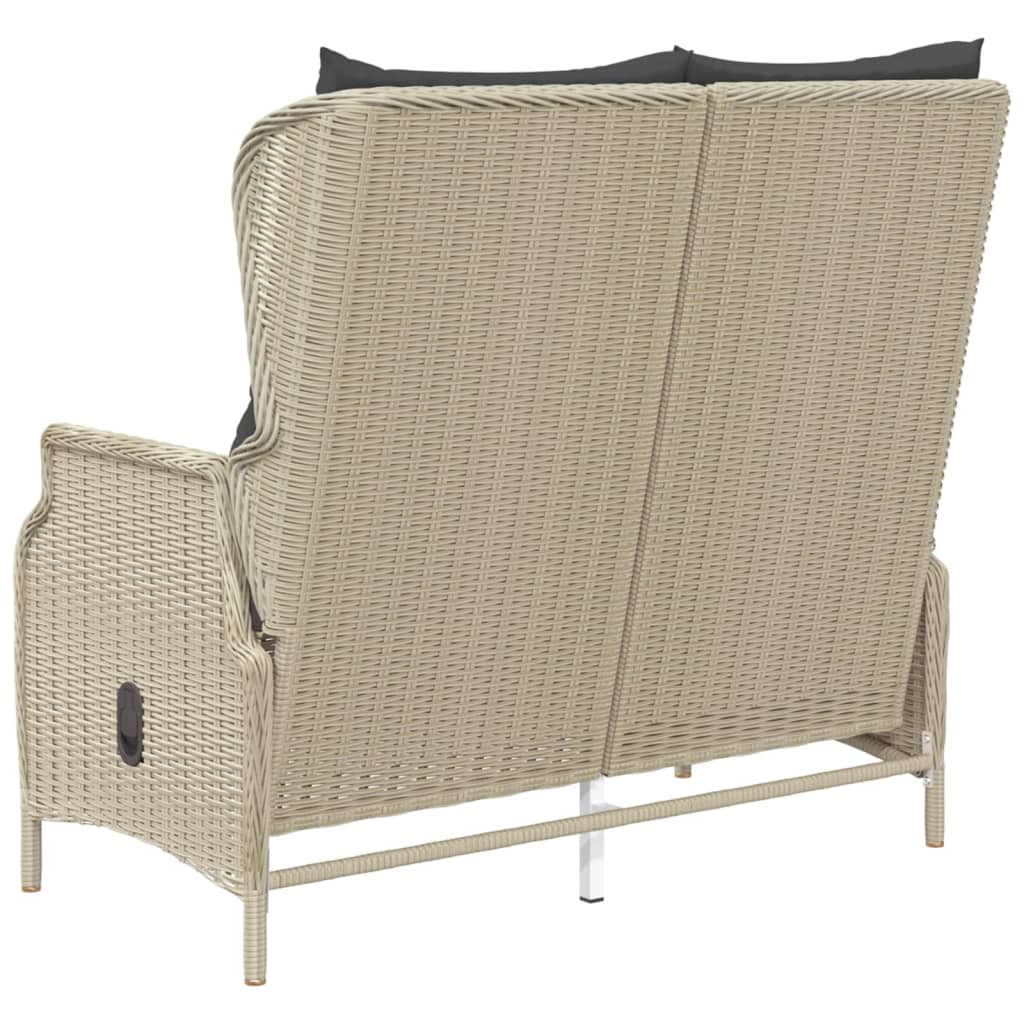 Panca da Giardino 2 Posti con Cuscini Polyrattan Grigio Chiaro - homemem39