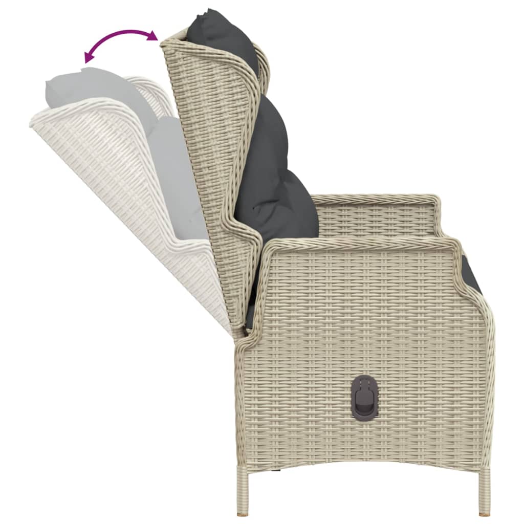 Panca da Giardino 2 Posti con Cuscini Polyrattan Grigio Chiaro - homemem39