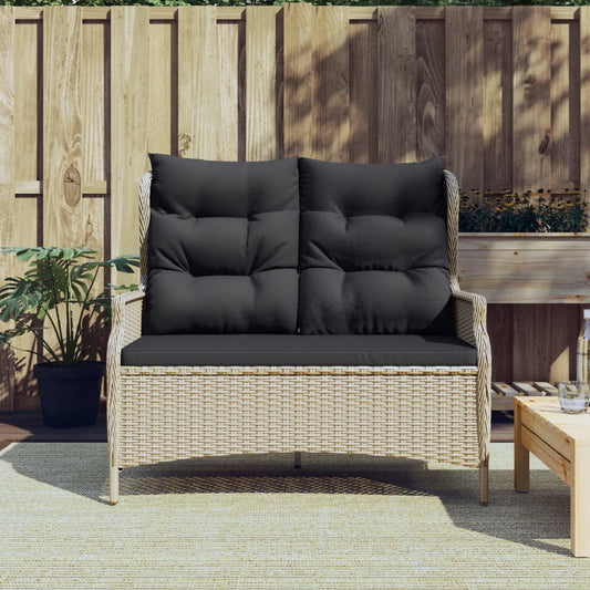 Panca da Giardino 2 Posti con Cuscini Polyrattan Grigio Chiaro - homemem39