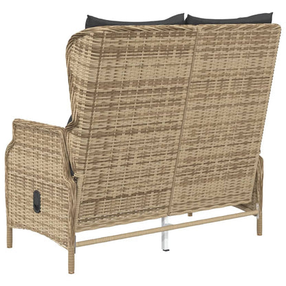 Panca da Giardino a 2 Posti con Cuscini in Polyrattan Marrone - homemem39