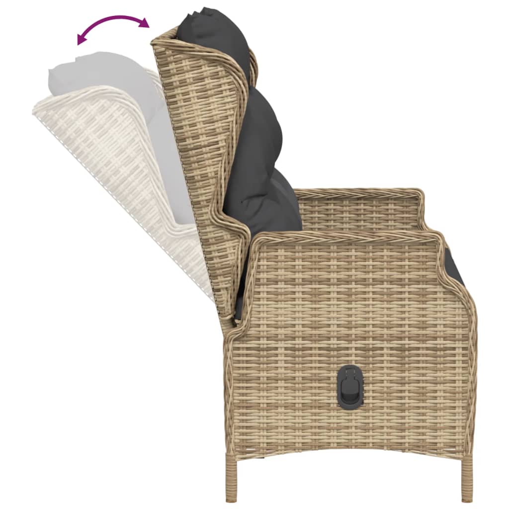 Panca da Giardino a 2 Posti con Cuscini in Polyrattan Marrone - homemem39