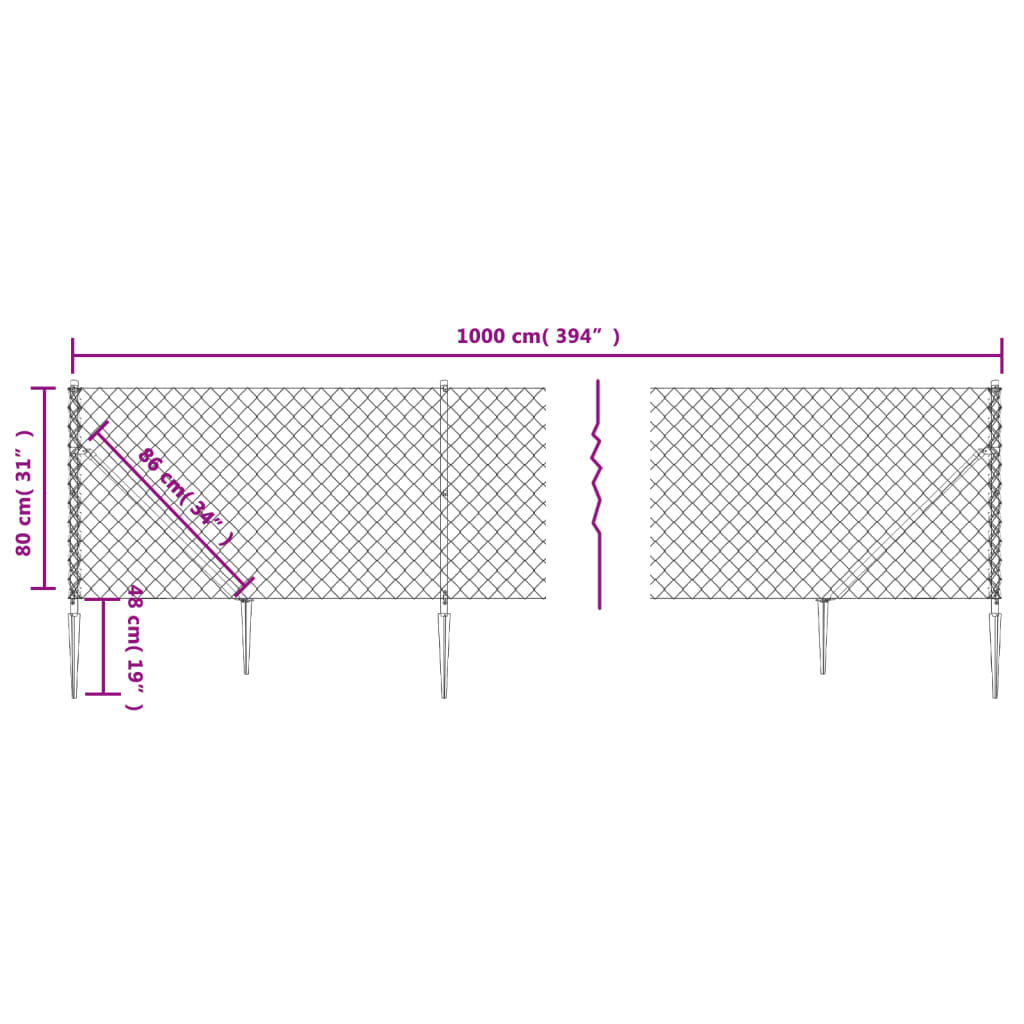 Recinzione a Rete con Picchetti Ancoraggio Verde 0,8x10 m - homemem39