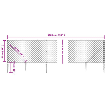 Recinzione a Rete con Picchetti Ancoraggio Verde 0,8x10 m - homemem39