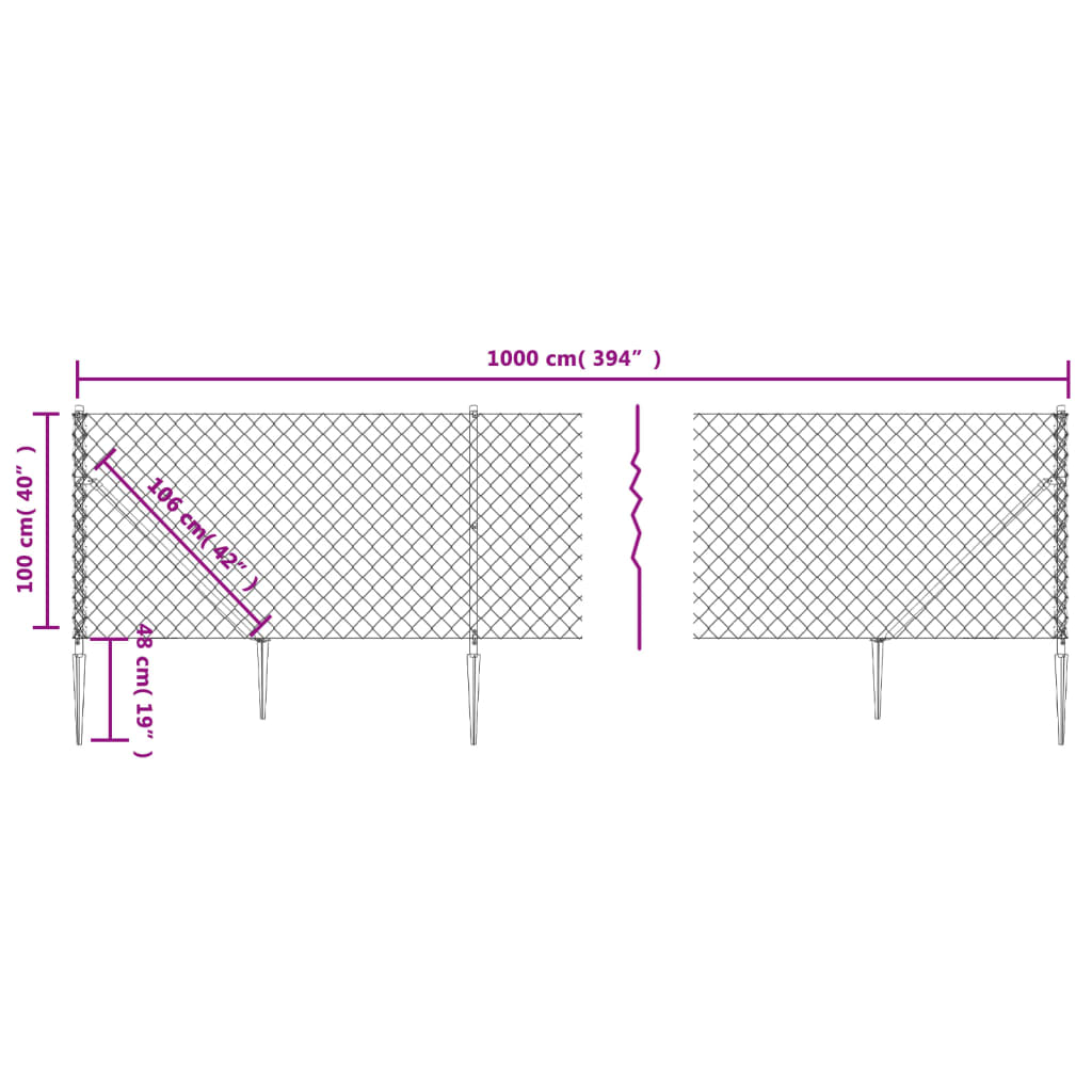 Recinzione a Rete con Picchetti Ancoraggio Verde 1x10 m - homemem39