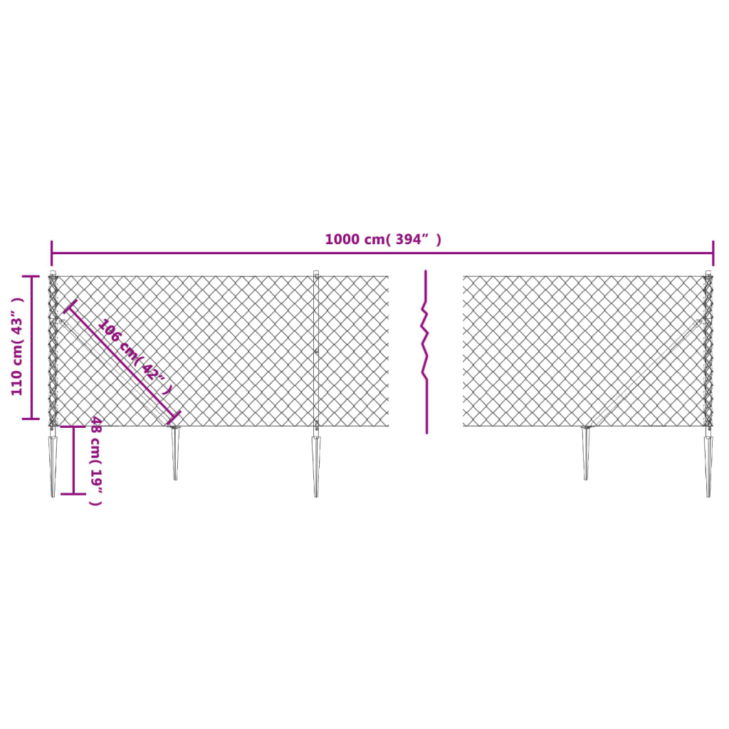 Recinzione a Rete con Picchetti Ancoraggio Verde 1,1x10 m - homemem39