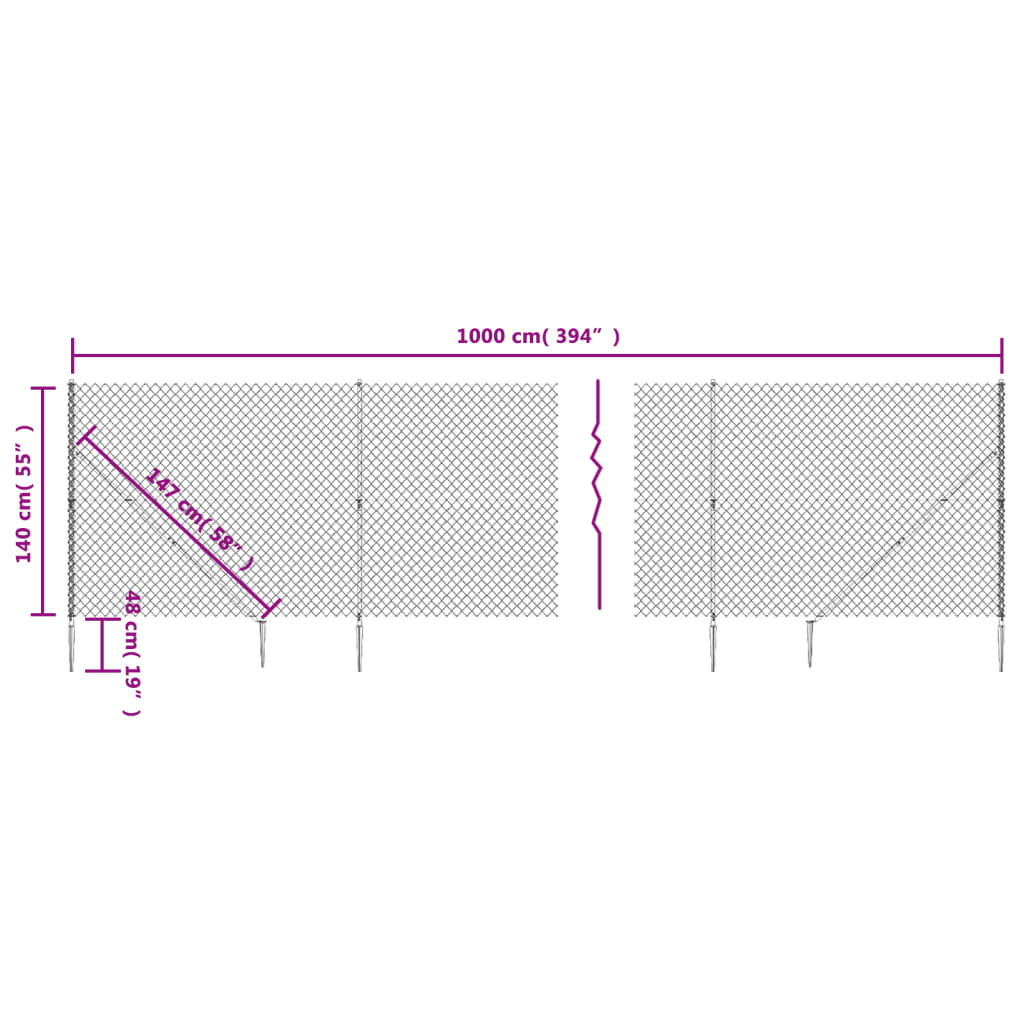 Recinzione a Rete con Picchetti Ancoraggio Verde 1,4x10 m - homemem39