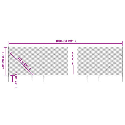 Recinzione a Rete con Picchetti Ancoraggio Verde 1,4x10 m - homemem39