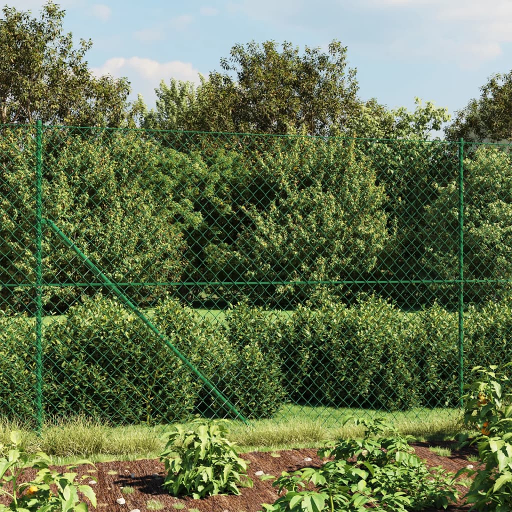 Recinzione a Rete con Picchetti Ancoraggio Verde 1,4x10 m - homemem39