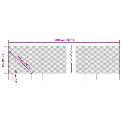 Recinzione a Rete con Picchetti Ancoraggio Verde 1,8x10 m - homemem39