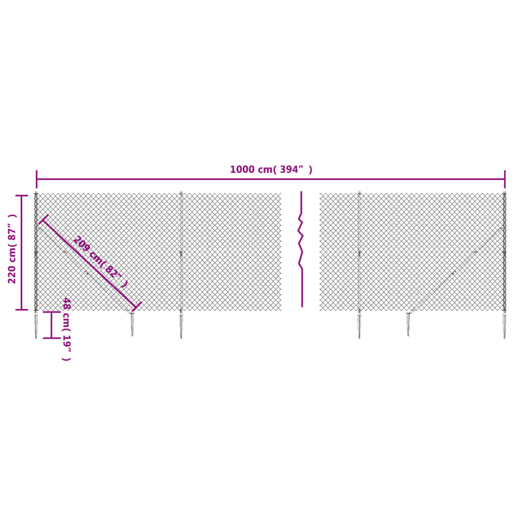 Recinzione a Rete con Picchetti Ancoraggio Verde 2,2x10 m - homemem39