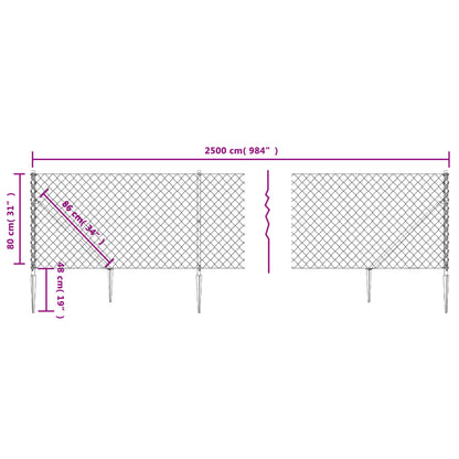 Recinzione a Rete con Picchetti Ancoraggio Verde 0,8x25 m - homemem39