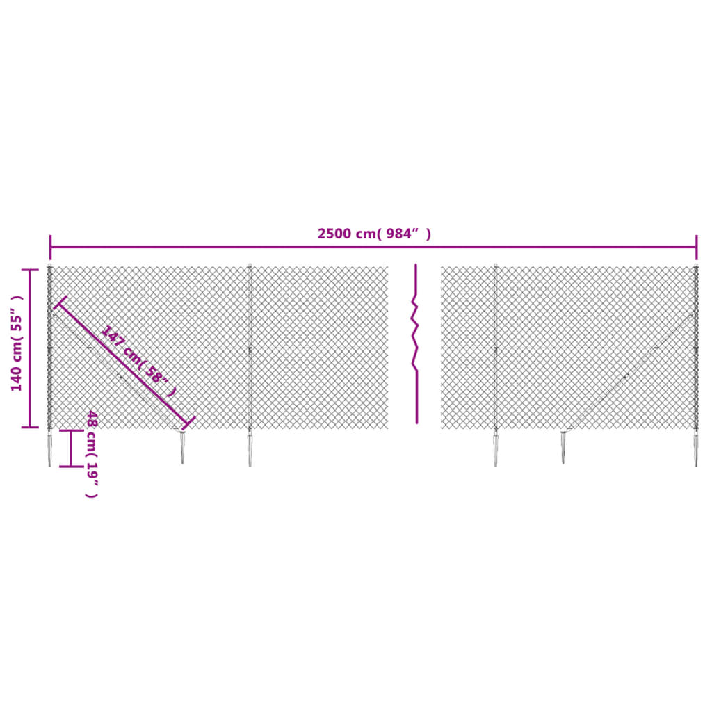 Recinzione a Rete con Picchetti Ancoraggio Verde 1,4x25 m - homemem39