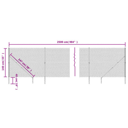 Recinzione a Rete con Picchetti Ancoraggio Verde 1,4x25 m - homemem39