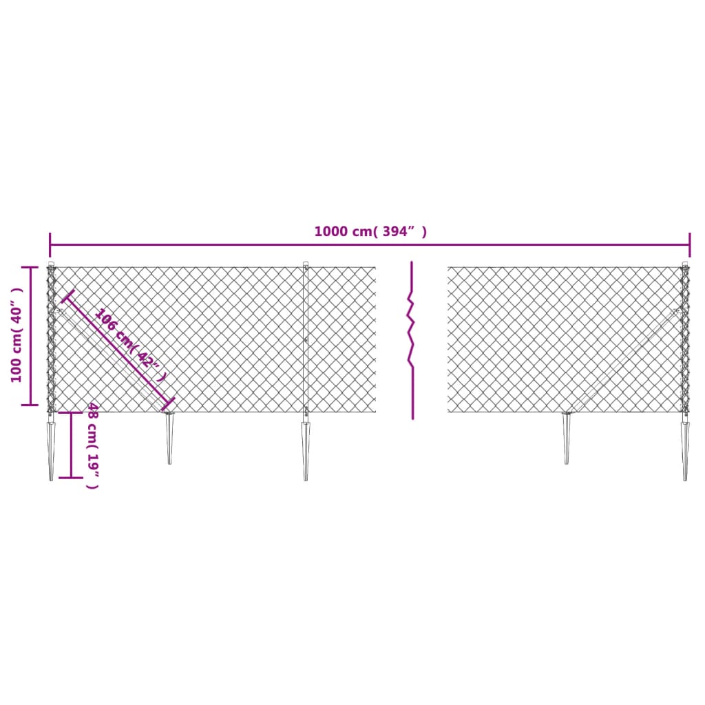 Recinzione a Rete con Picchetti Ancoraggio Antracite 1x10 m - homemem39