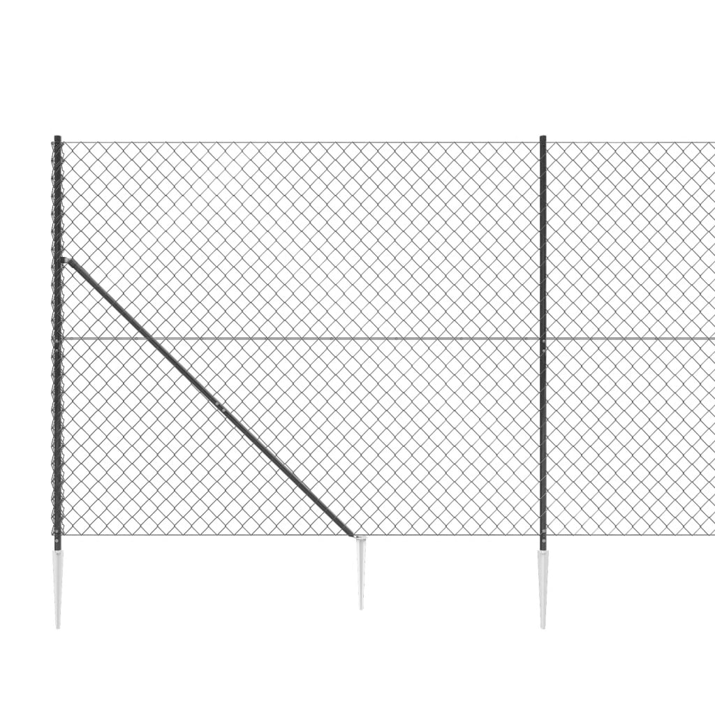 Recinzione a Rete con Picchetti Ancoraggio Antracite 1,6x10 m - homemem39