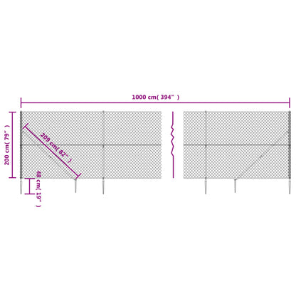 Recinzione a Rete con Picchetti Ancoraggio Antracite 2x10 m - homemem39