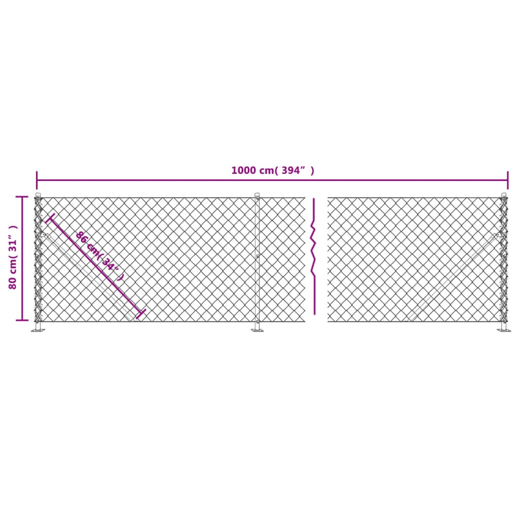 Recinzione a Rete con Flangia Antracite 0,8x10 m - homemem39