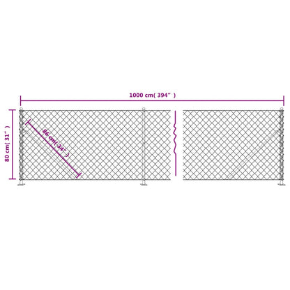 Recinzione a Rete con Flangia Antracite 0,8x10 m - homemem39