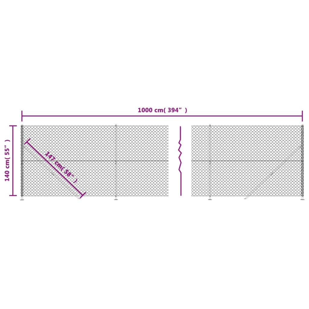 Recinzione a Rete con Flangia Antracite 1,4x10 m - homemem39