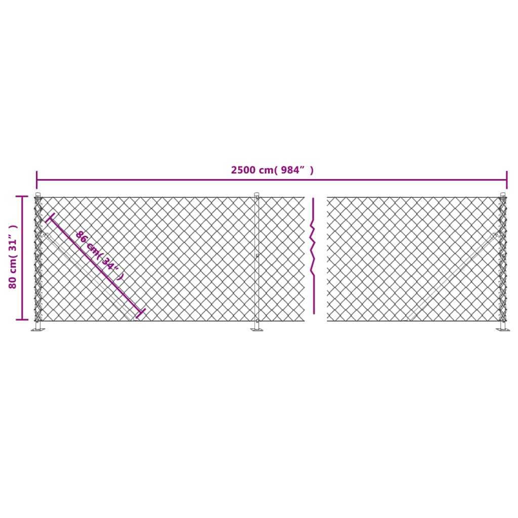 Recinzione a Rete con Flangia Antracite 0,8x25 m - homemem39