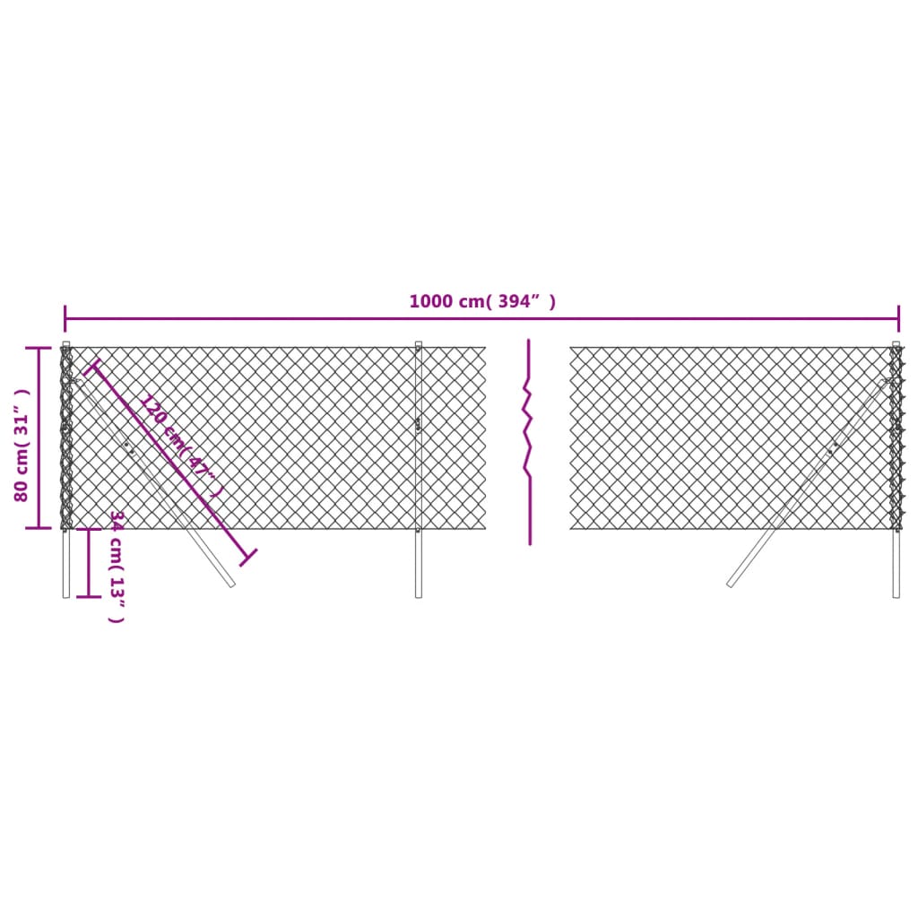 Recinzione a Rete Argento 0,8x10 m - homemem39