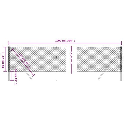 Recinzione a Rete Argento 0,8x10 m - homemem39