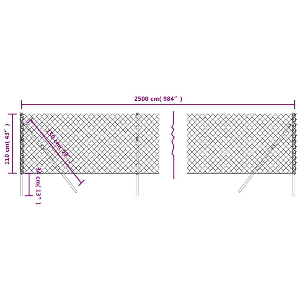 Recinzione a Rete Argento 1,1x25 m - homemem39