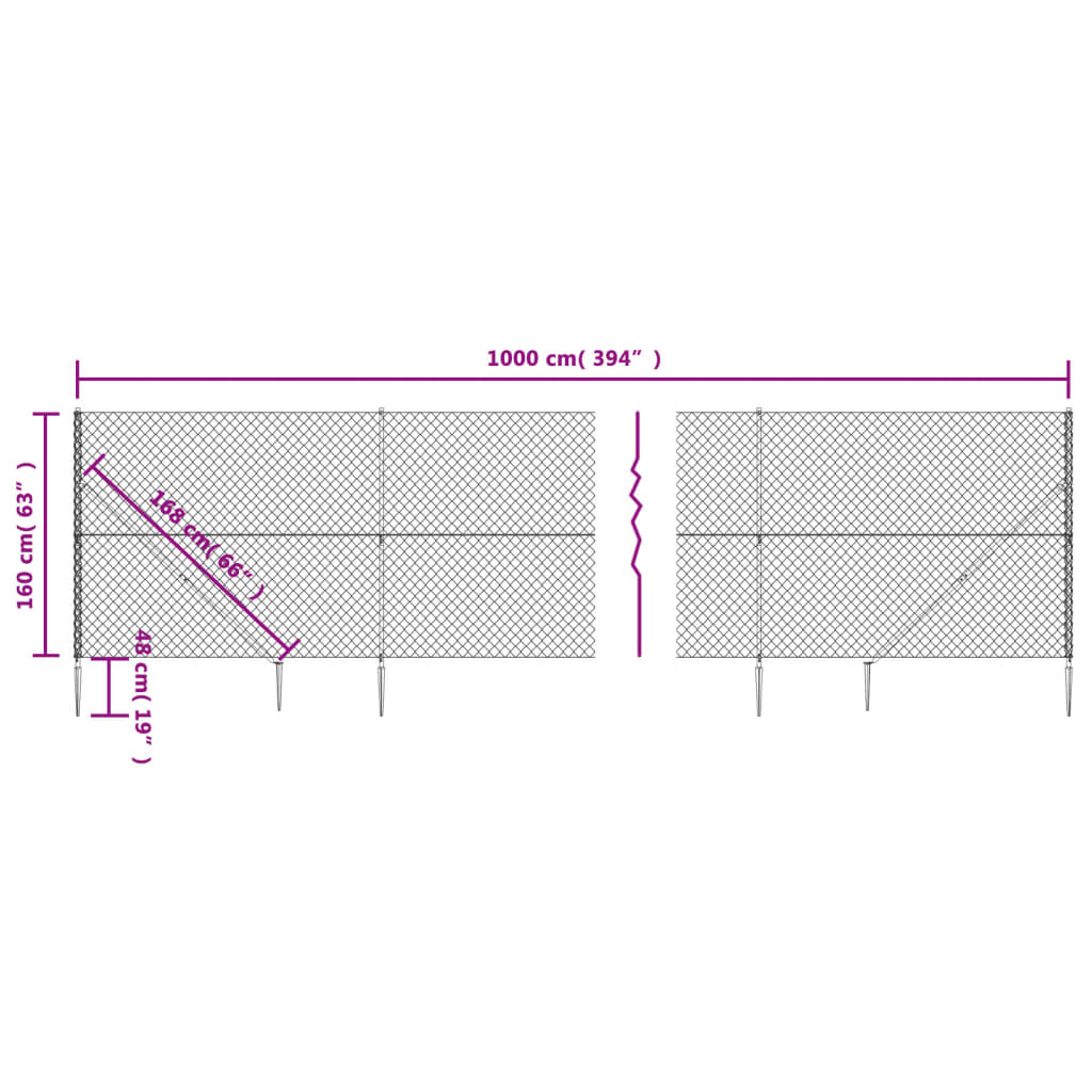 Recinzione a Rete con Picchetti Ancoraggio Argento 1,6x10 m - homemem39