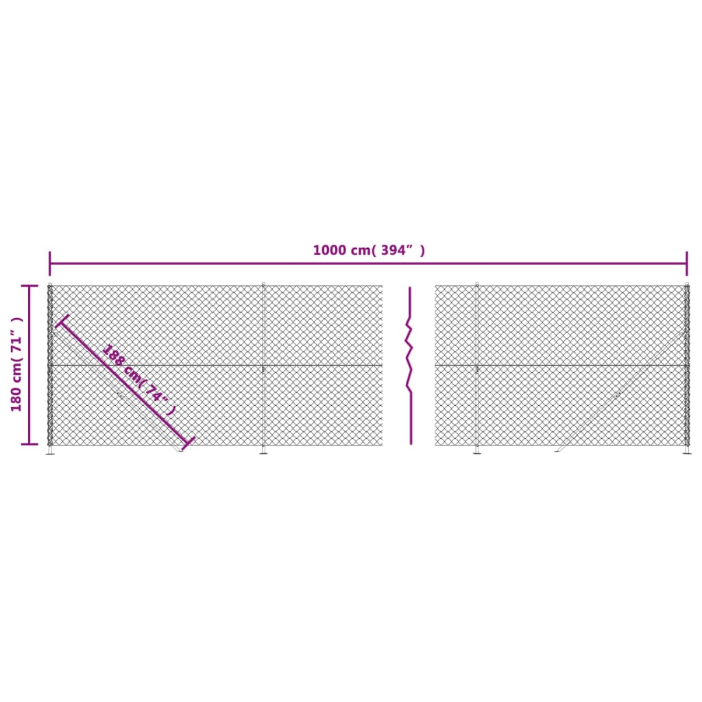 Recinzione a Rete con Flangia Argento 1,8x10 m - homemem39