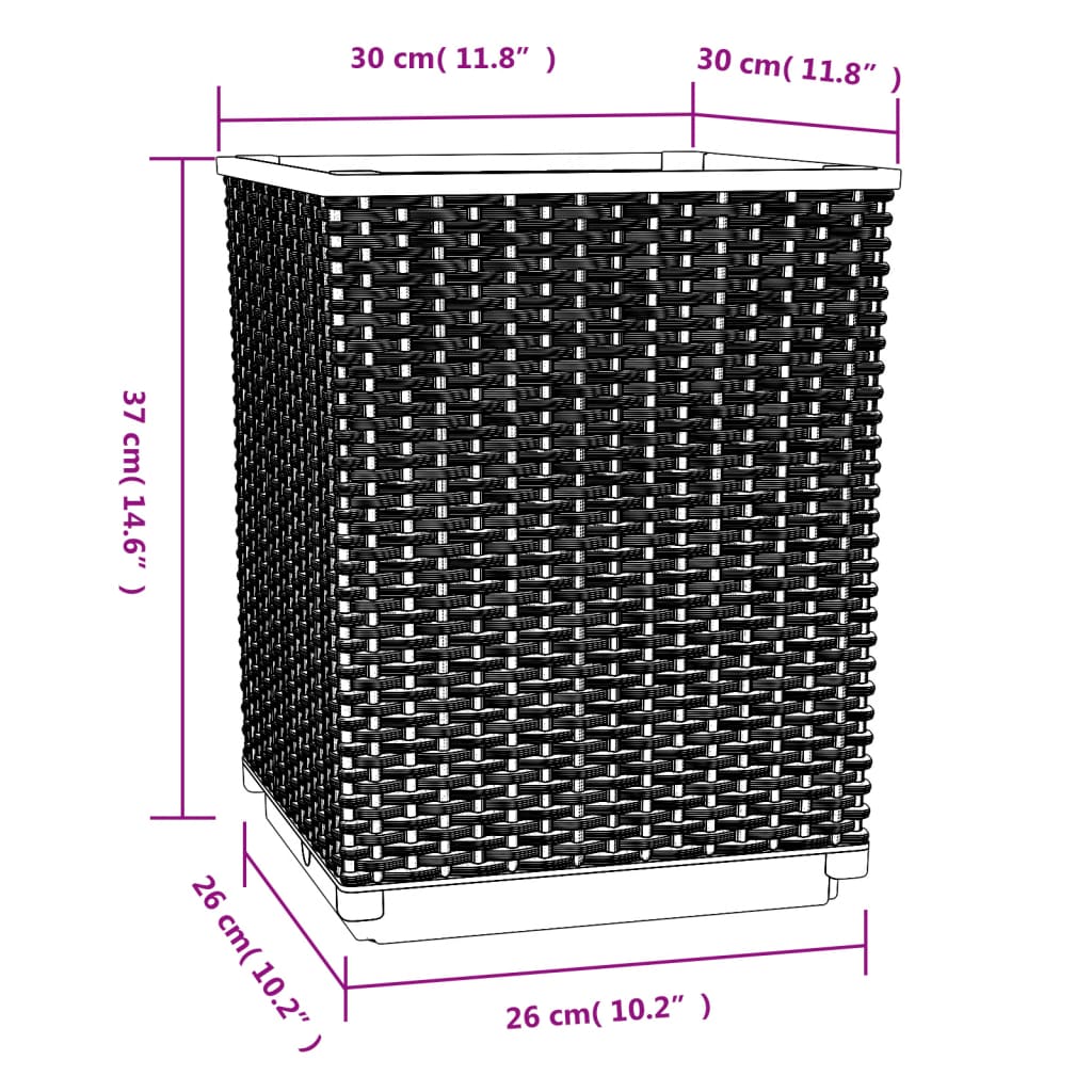 Fioriere 2 pz Nere 30x30x37 cm in Polipropilene - homemem39