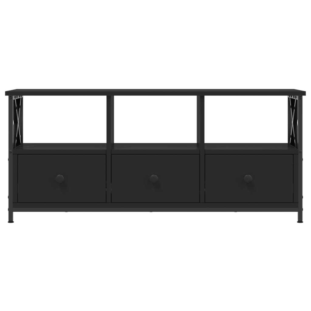 Mobile Porta TV Nero 102x33x45 cm in Legno Multistrato e Ferro - homemem39