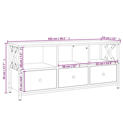 Mobile Porta TV Nero 102x33x45 cm in Legno Multistrato e Ferro - homemem39