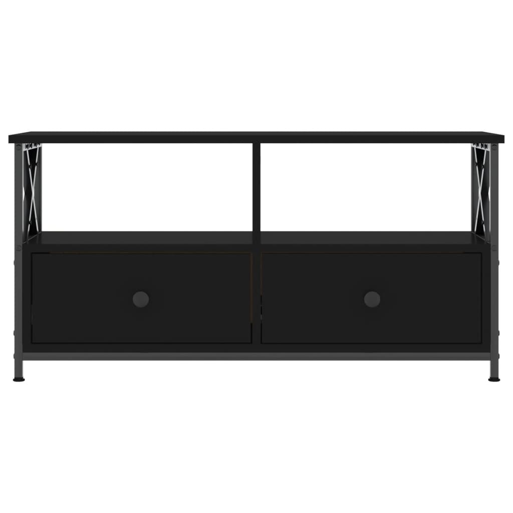 Mobile Porta TV Nero 90x33x45 cm in Legno Multistrato e Ferro - homemem39