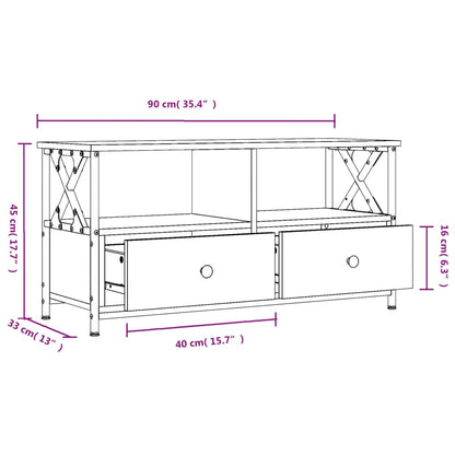 Mobile Porta TV Nero 90x33x45 cm in Legno Multistrato e Ferro - homemem39