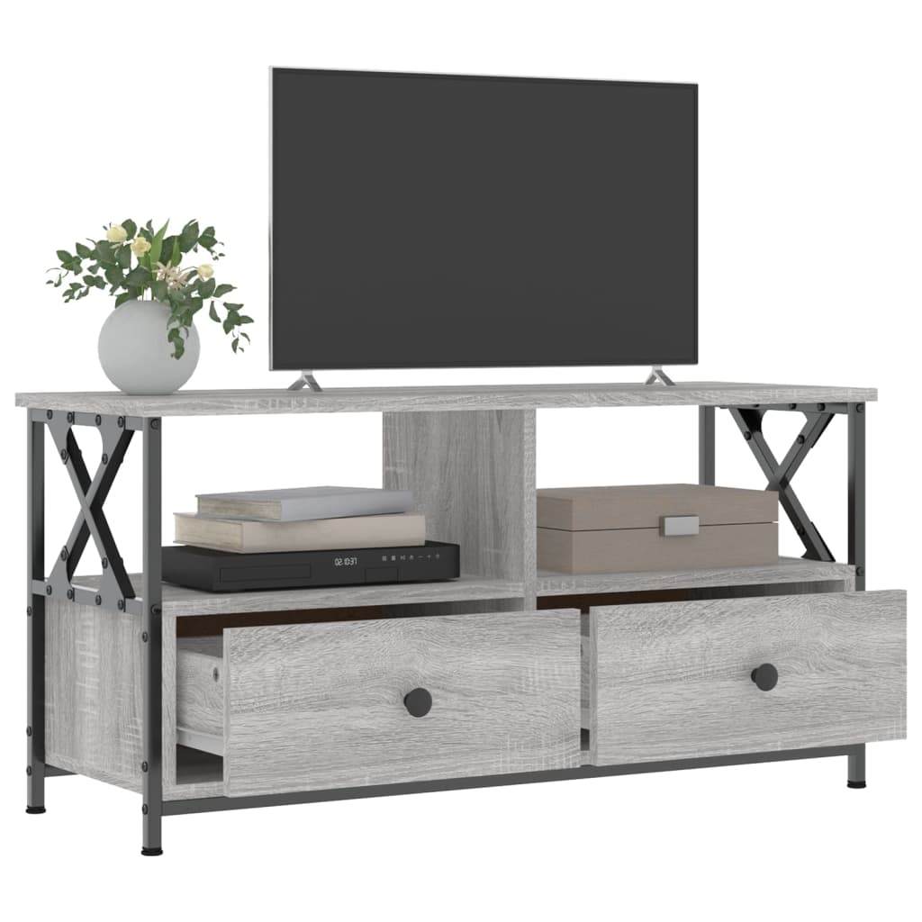 Mobile TV Grigio Sonoma 90x33x45 cm Legno Multistrato e Ferro - homemem39