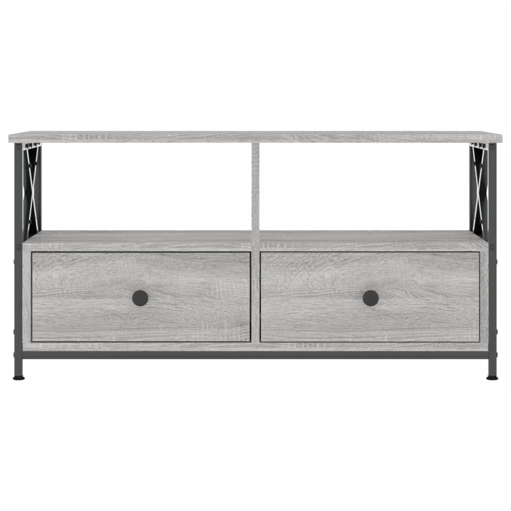 Mobile TV Grigio Sonoma 90x33x45 cm Legno Multistrato e Ferro - homemem39