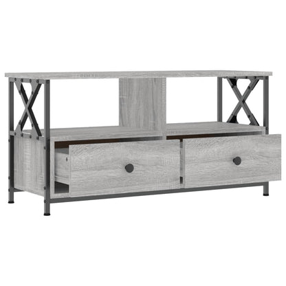 Mobile TV Grigio Sonoma 90x33x45 cm Legno Multistrato e Ferro - homemem39