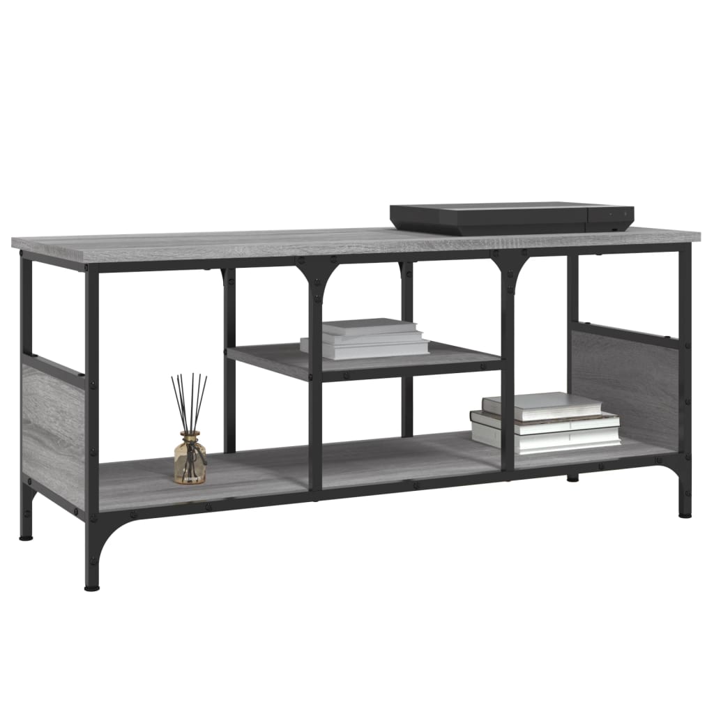 Mobile TV Grigio Sonoma 100x35x45 cm Legno Multistrato e Ferro - homemem39