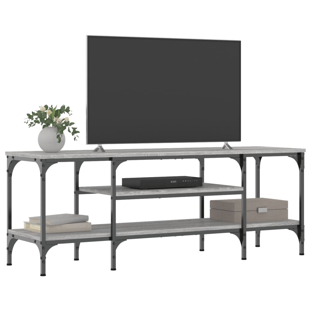 Mobile TV Grigio Sonoma 121x35x45 cm Legno Multistrato e Ferro - homemem39