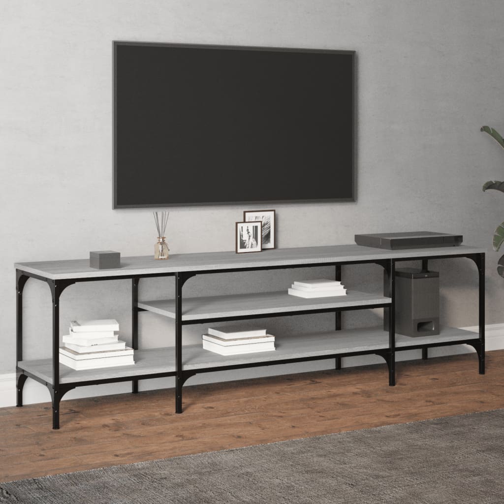 Mobile TV Grigio Sonoma 161x35x45 cm Legno Multistrato e Ferro - homemem39