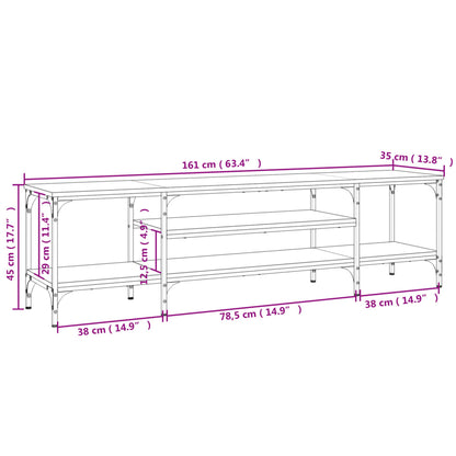 Mobile TV Grigio Sonoma 161x35x45 cm Legno Multistrato e Ferro - homemem39