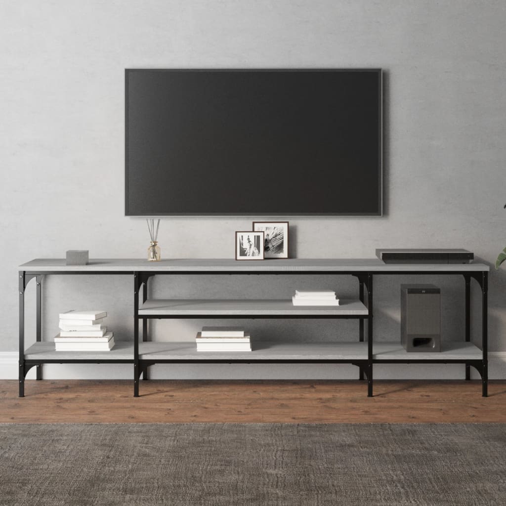 Mobile TV Grigio Sonoma 161x35x45 cm Legno Multistrato e Ferro - homemem39