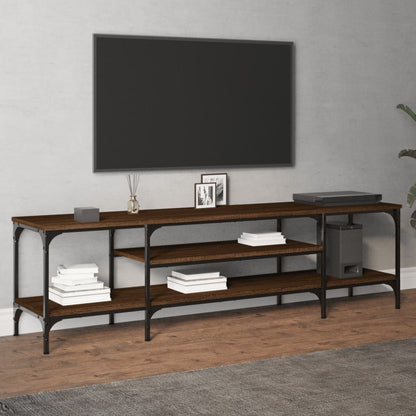 Mobile TV Rovere Marrone 161x35x45 cm Legno Multistrato e Ferro - homemem39