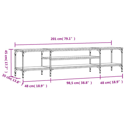 Mobile Porta TV Nero 201x35x45 cm in Legno Multistrato e Ferro - homemem39